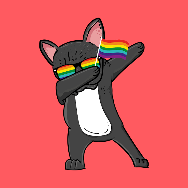 Cute Pug Dabbing Gay Pride Flag Love Wins by dconciente