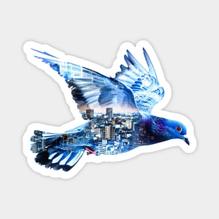 Pigeon with night city inside Magnet