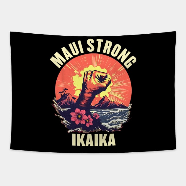 Vintage Ikaika Strong Maui Hawaii Island I Love Hawaii Tapestry by everetto