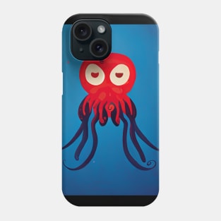 Little Red Octopus with blue tentacles. Phone Case