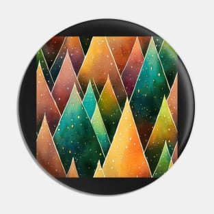 Christmas Tree Watercolor Geometric Design Pin