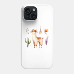 Llama Watercolor Painting Alpaca Graphic Art Phone Case