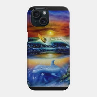 Surfer and dolphin Phone Case