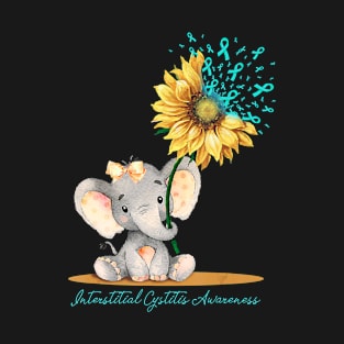 Interstitial Cystitis Awareness Cute Elephant Sunflower T-Shirt