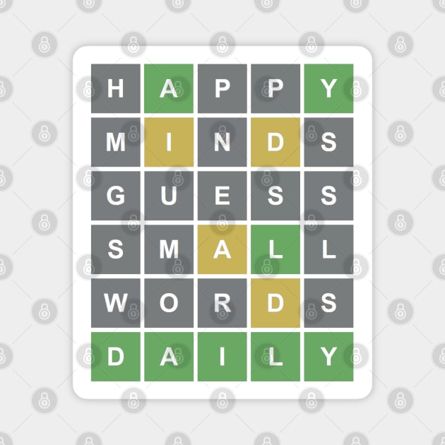 Happy Minds Guess Small Words Daily Magnet by ElephantShoe