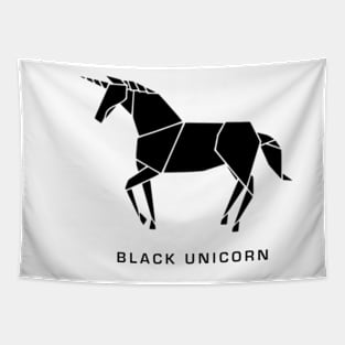 Black Origami Unicorn Tapestry