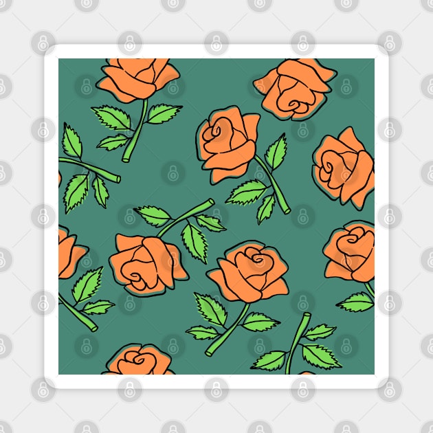 Orange Roses in Alexandrite Color Magnet by aybe7elf