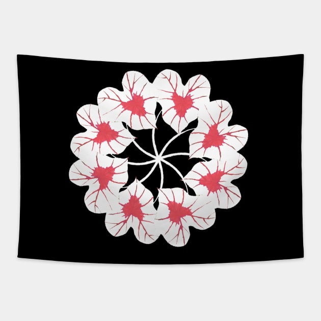 White and Red Kaleidoscope Caladium Leaves Tapestry by aybe7elf