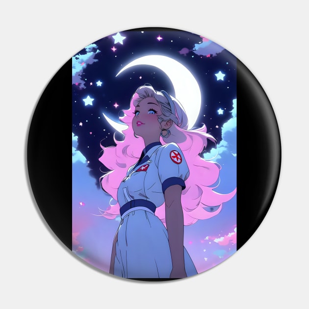 Anime nurse moon lover in night sky cresent moon stars Pin by Spaceboyishere