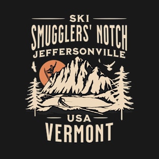 Smugglers' Notch ski and Snowboarding Gift: Hit the Slopes in Style at Jeffersonville, Vermont Iconic American Mountain Resort T-Shirt