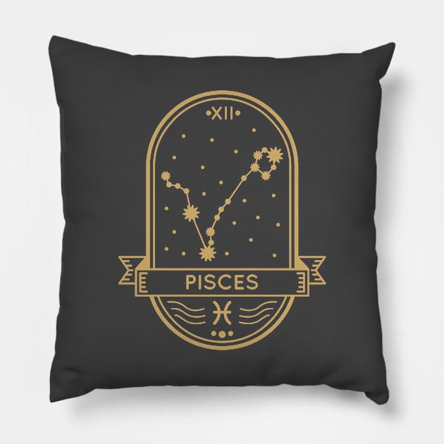 Pisces Gold Sigil Pillow by MimicGaming