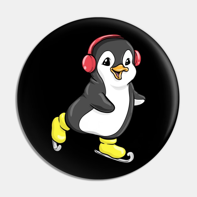 Cute penguin as a ice skater Pin by Markus Schnabel