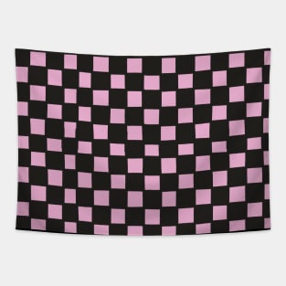 Mini Hand-Drawn Checkerboard Pattern (Pink and Black) Tapestry