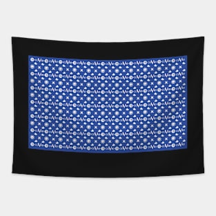 COVID 19 Pattern Blue White Tapestry