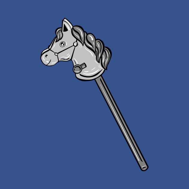 Black And White Horse Stick With Blue Background by missmann