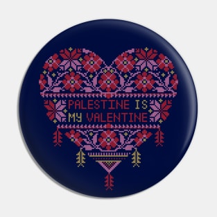 Palestine Is My Valentine Love Heart Embroidery Palestinian Tatreez Art - Light Pin