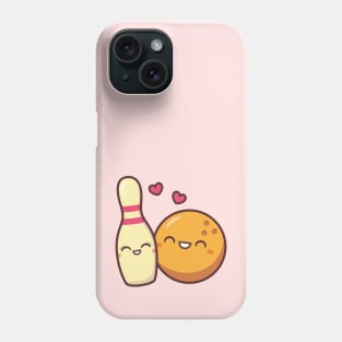 Cute Lovestruck Bowling Pin and Ball Phone Case