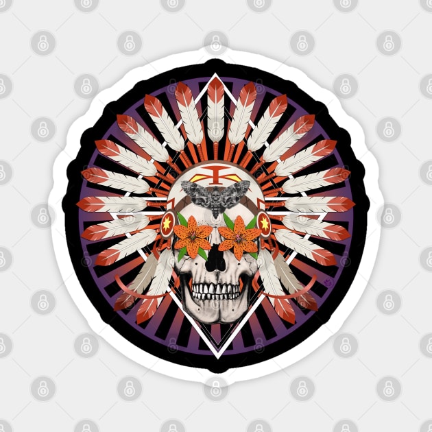 Tiger Lily Skull Magnet by Sean Damien