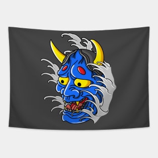 Hannya Mask Drfit At Sea Tapestry