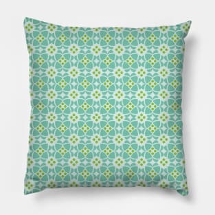 Mediterranean sky blue tiles seamless pattern Pillow