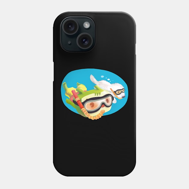 Little boy diving with his Dog Phone Case by zkozkohi