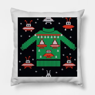 Ugly UFO Christmas Sweater Pillow