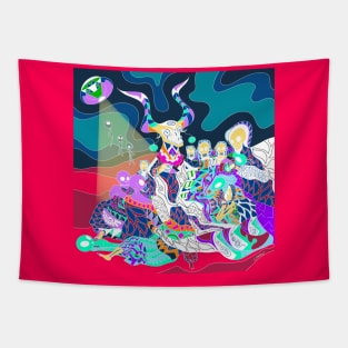 galactic coven in pattern alien madness Tapestry