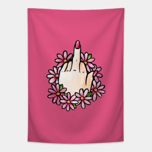 Floral FU Middle Finger Tapestry