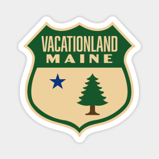 Vacationland Maine Retro Pine Tree Shield (Green) Magnet