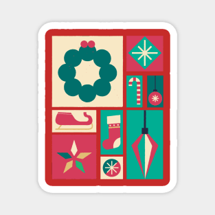 The Shapes of Christmas Collage of Holiday Colors and Icons Magnet