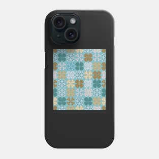 Turquoise and  Stylized Four Leaf Clover Phone Case