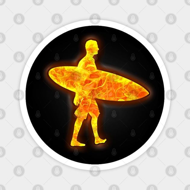 Surfer with his Surfboard Magnet by The Black Panther