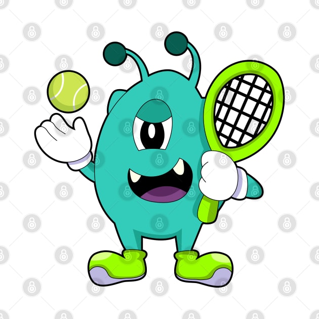 Alien at Tennis with Tennis racket by Markus Schnabel