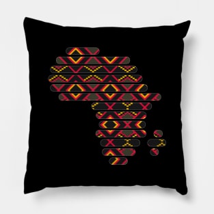 Kente, Africa Map with Stripes, Ghana Pattern Black Pillow