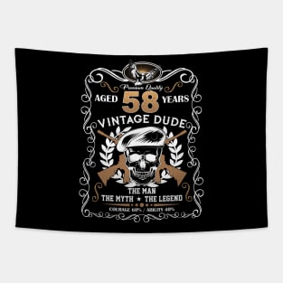 Skull Aged 58 Years Vintage 58 Dude Tapestry