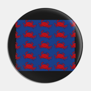 Red Crabs on Blue Background Crab Sea Life Animal Social Distancing FaceMask Pin