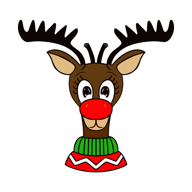 REINDEER Merry Christmas Green Red Sweater by SartorisArt1