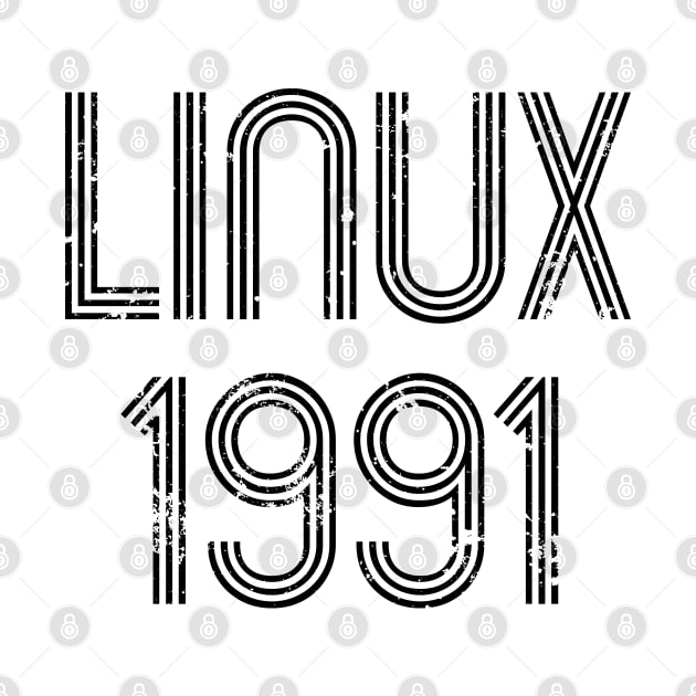 Linux 1991 - Cool Distressed Design for Free Software Geeks by geeksta