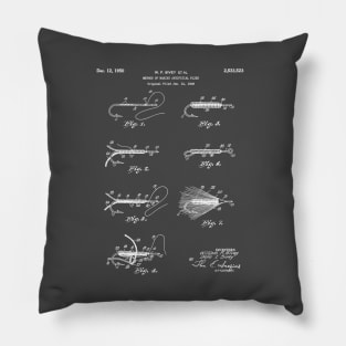 Fly Fishing Patent - Fisherman Art - Antique Pillow