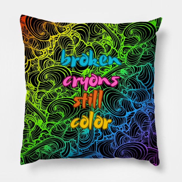 Broken cryons still color Pillow by UnCoverDesign