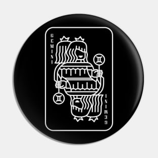 Gemini Zodiac horoscope line art playing card style Pin