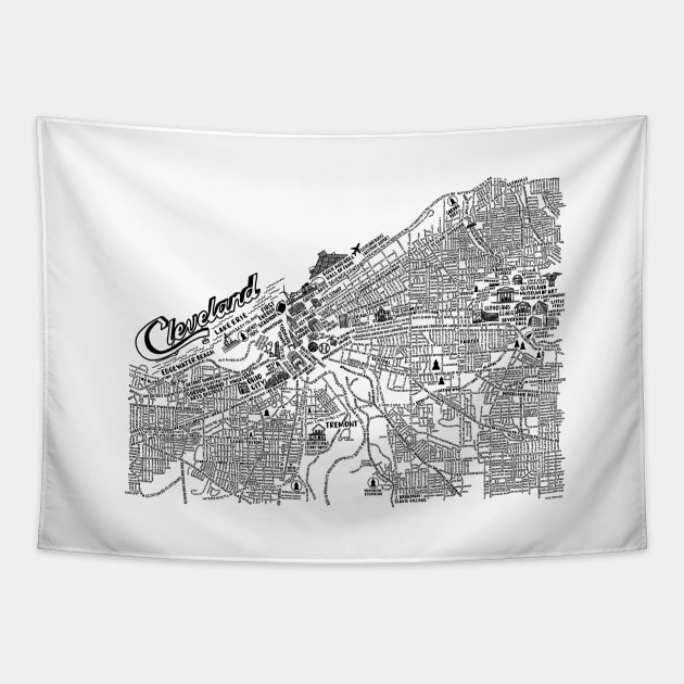 Cleveland Ohio Map Tapestry by fiberandgloss