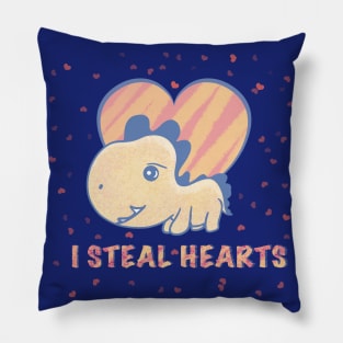 I steal hearts valentines day cute dinosaur Pillow