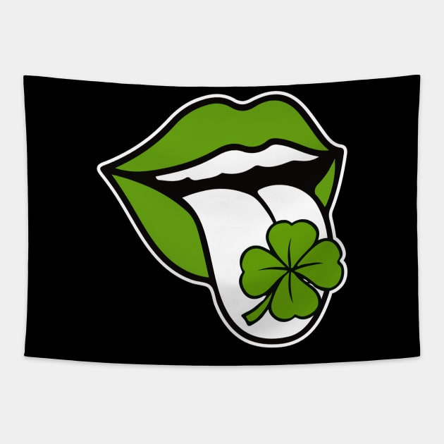 St. Patrick's Day Clover Tongue Tapestry by For the culture tees