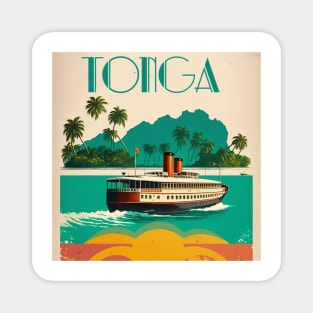 Tonga Boat Vintage Travel Art Poster Magnet