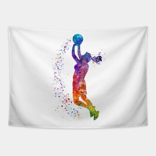 Girl Basketball Player Shooting Tapestry