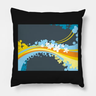 Flowers and Duotone Rainbow Pattern Pillow