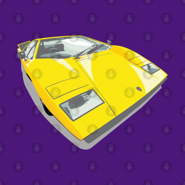 1970s Lamborghini Countach in yellow by candcretro