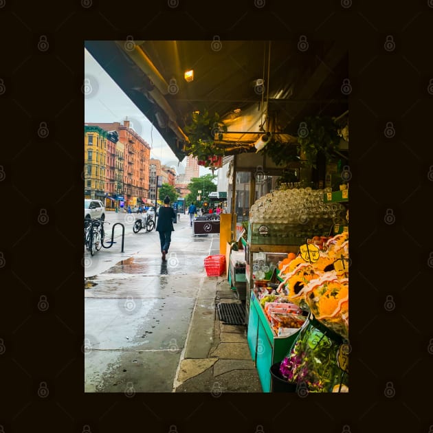 Street Flowers Shop Rain Upper West Side Manhattan NYC by eleonoraingrid