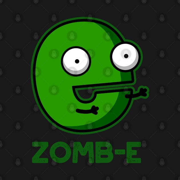 Zom-E Cute Halloween Zombie Alphabet E Pun by punnybone